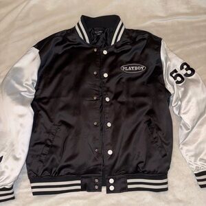PLAYBOY Pacsun Black and White Bomber Jacket